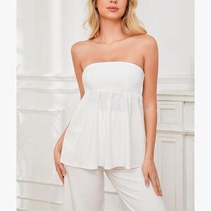 Elegant White Strapless Top